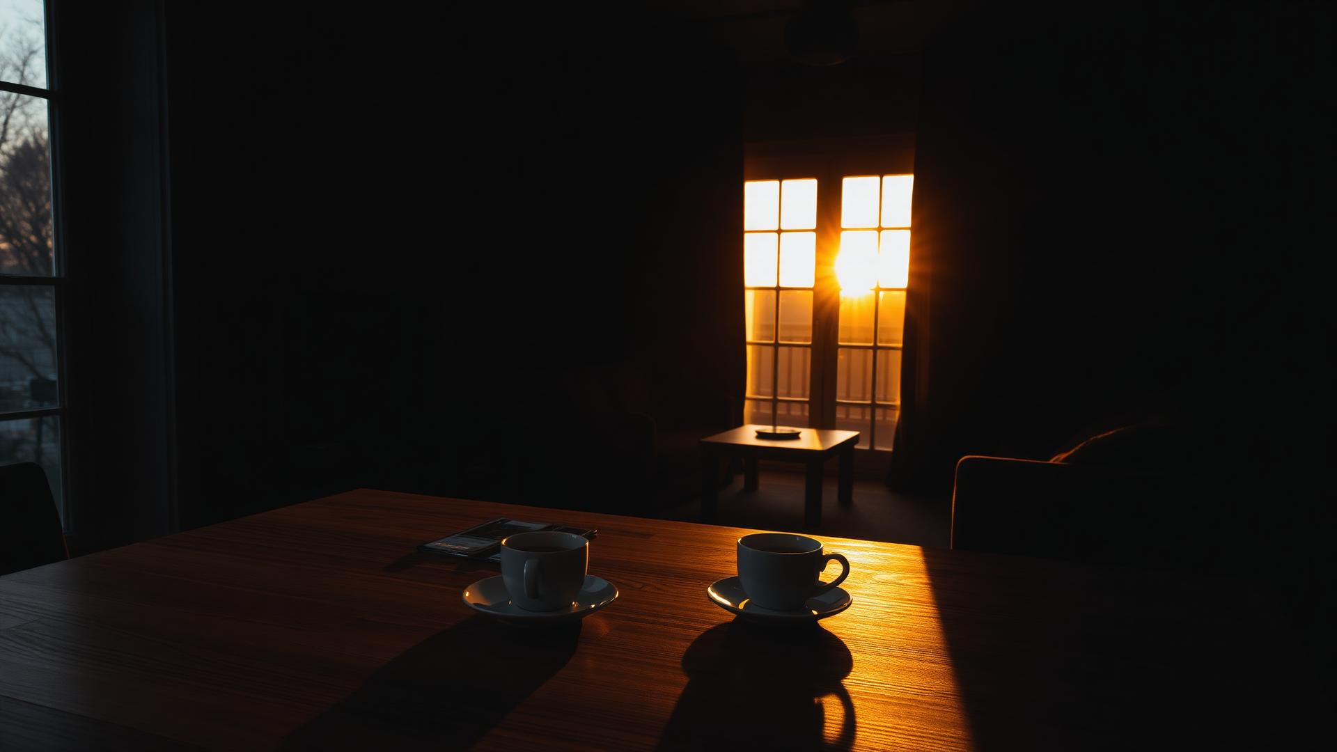 Warmer Raum bei Sonnenuntergang