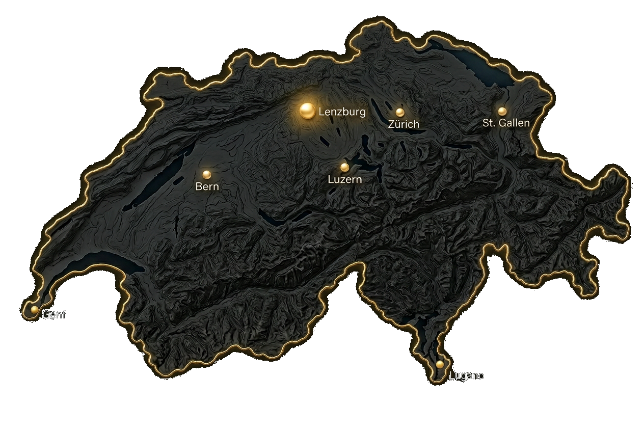 Liefergebiet Schweiz – Karte mit Standort Lenzburg